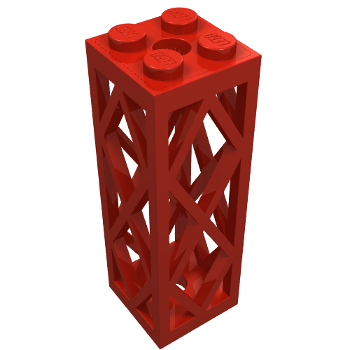 Support 2 x 2 x 5 Lattice Pillar, Complete Assembly (Red)
