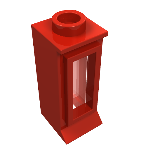 Window 1 x 1 x 2, Extended Lip, Hollow Stud [with Glass] (Red)