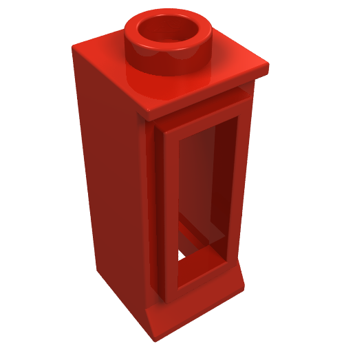 Window 1 x 1 x 2, Short Lip [no Glass] (Red)