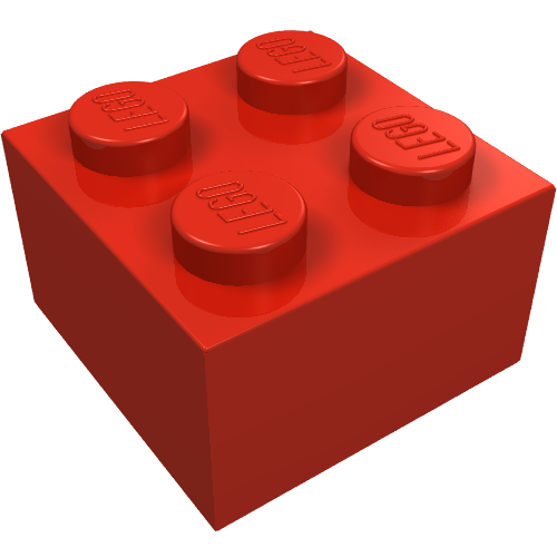 Brick 2 x 2 without Inside Ridges (Red)