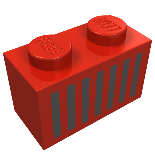 Brick 1 x 2 with Black Grill Print (Red)