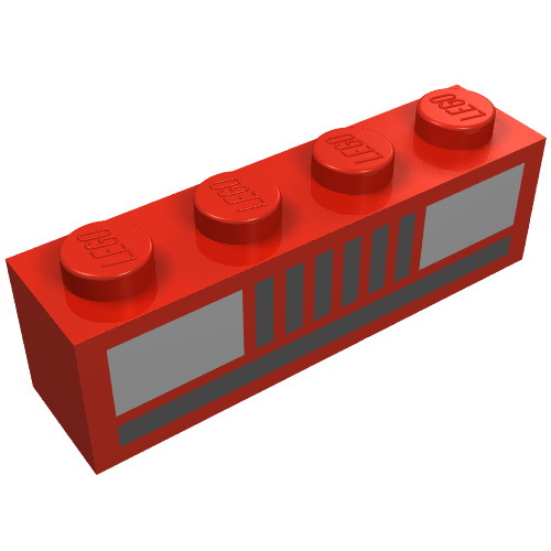 Brick 1 x 4 with Basic Car Headlights Print (Red)