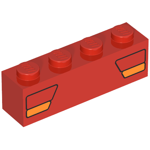 Brick 1 x 4 with Car Taillights Red and Orange Print (Red)
