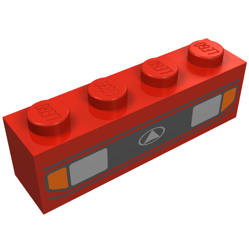 Brick 1 x 4 with Car Headlights and Indicators Print (Red)