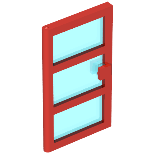 Door 1 x 4 x 6 with 3 Panes with Trans-Light Blue Glass (Red)