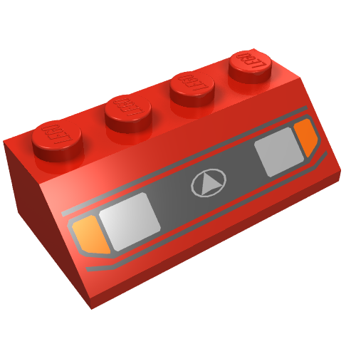 Brick Sloped 45° 2 x 4 with Headlight Print (Red)