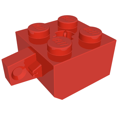 Hinge Brick 2 x 2 Locking with 1 Finger Vertical and Axle Hole [X Opening] (Red)