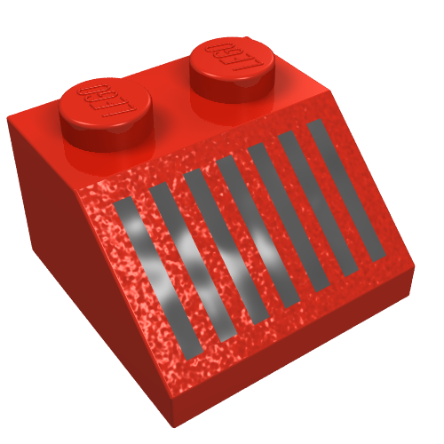 Brick Sloped 45° 2 x 2 with Black Grill Print (Red)