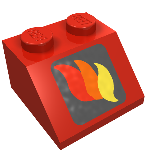Brick Sloped 45° 2 x 2 with Fire Logo Print (Red)