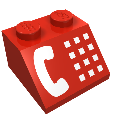 Brick Sloped 45° 2 x 2 with White Phone Print (Red)