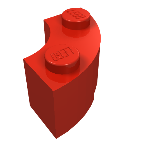 Brick Round Corner 2 x 2 Macaroni with Stud Notch (Red)