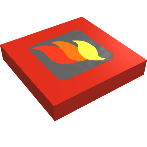 Tile 2 x 2 with Classic Fire Logo Small Print (Red)