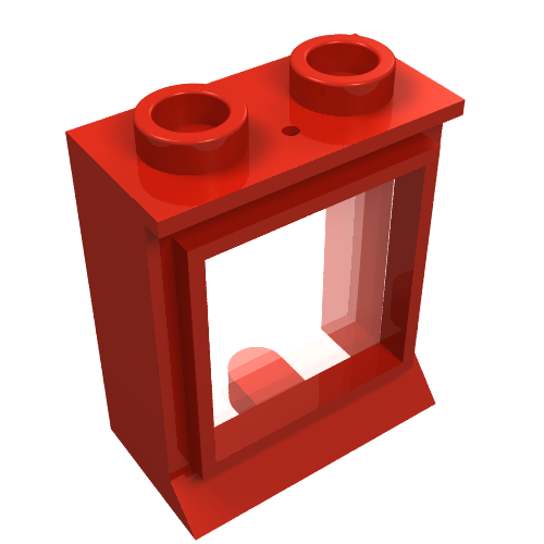 Window 1 x 2 x 2 Classic, Extended Lip, Hollow Studs [with Glass] (Red)