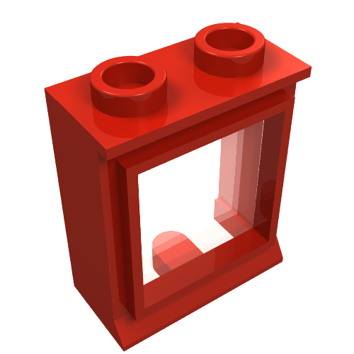 Window 1 x 2 x 2 Classic, Short Lip [with Glass] (Red)