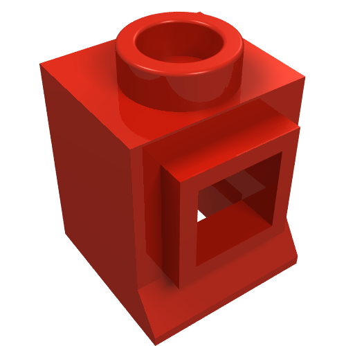 Window 1 x 1 x 1 Classic with Short Sill, No Glass (Red)