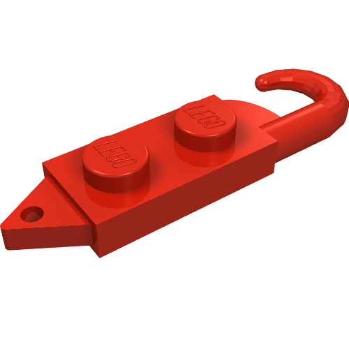 Hook, Plate 1 x 2 with Crane Hook Right (Red)
