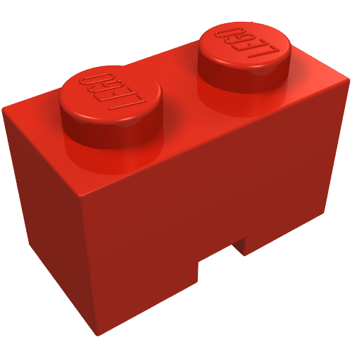 Brick Special 1 x 2 with Cable Holding Square Cutout (Red)