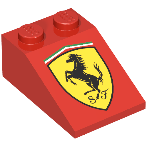 Brick Sloped 33° 3 x 2 with Ferrari Logo Print (Red)