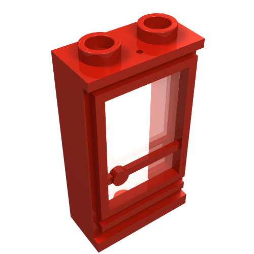 Door 1 x 2 x 3 Right, Hollow Studs, Fixed Glass (Red)
