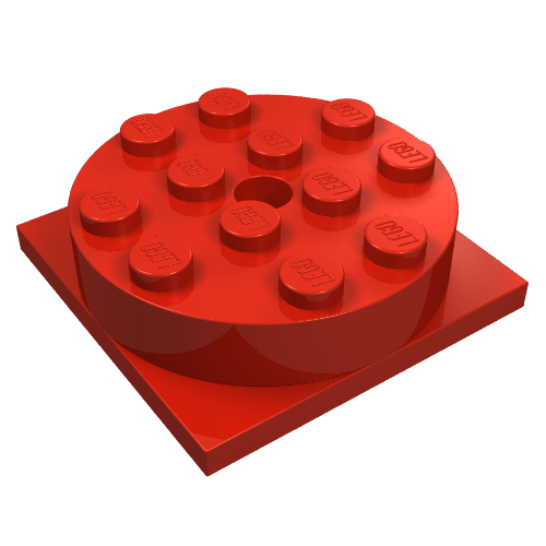 Turntable 4 x 4 Square Base with Top, Complete Assembly (Red)