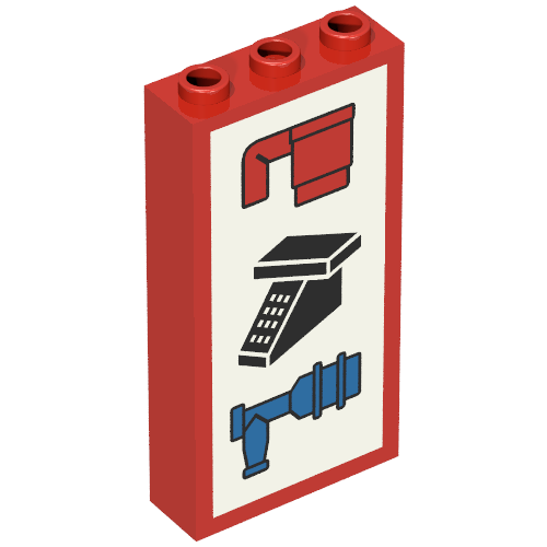 Brick 1 x 3 x 5 with Cup, Phone, and Water Tap Print (Red)