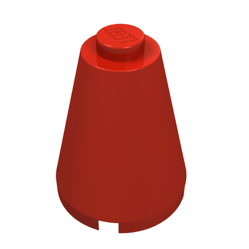 Cone 2 x 2 x 2, Solid Stud (Red)