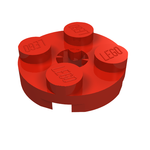 Plate Round 2 x 2 with Axle Hole Type 2 (X Opening) (Red)