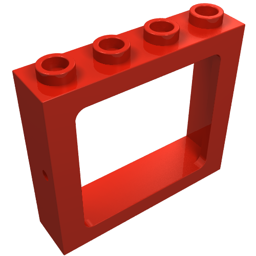 Window 1 x 4 x 3 Train with All Studs Hollow (Red)