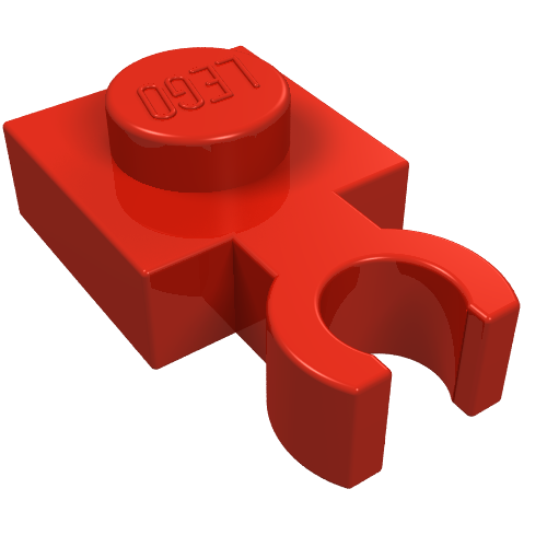 Plate Special 1 x 1 with Clip Vertical [Thin Open O Clip] (Red)