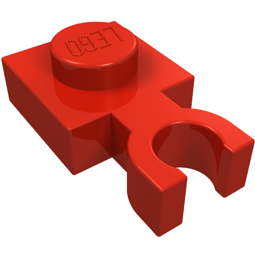 Plate Special 1 x 1 with Clip Vertical [Thin U Clip] (Red)