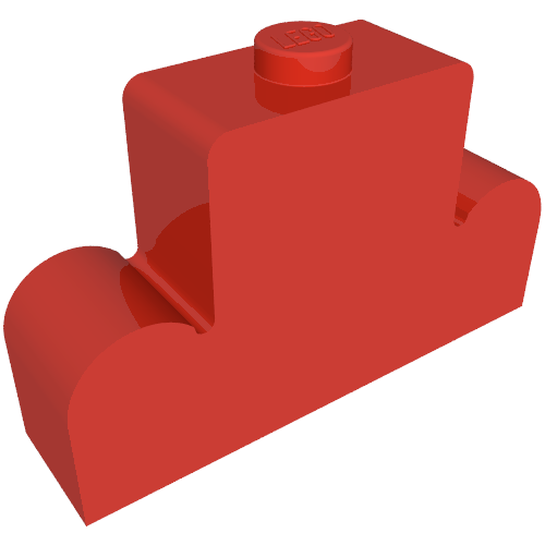 Brick Curved 1 x 4 x 2 Centre Stud Top (Red)