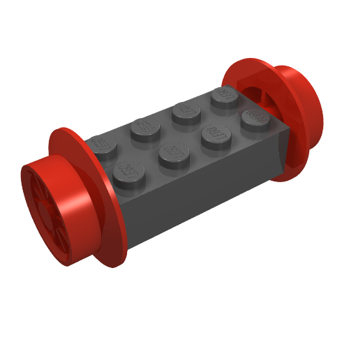 Wheels Train Spoked Small (23mm D.) and Black Brick, Modified 2 x 4 [Red] (Red)