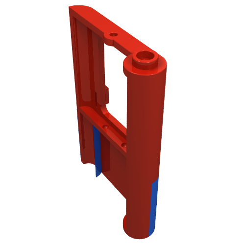 Door 1 x 4 x 5 Train Left with Blue Bottom Half Print (Red)