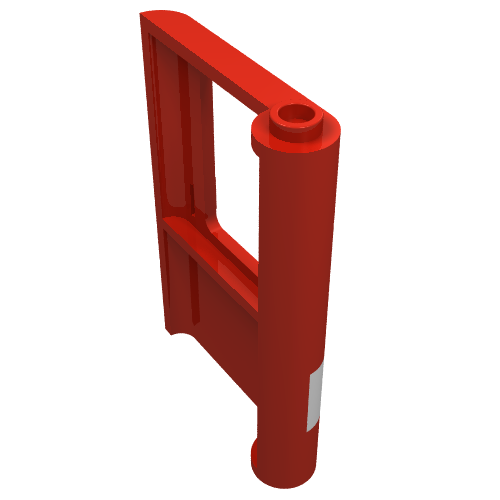 Train Door 1 x 4 x 5 Left White Stripe Train Logo Print (Red)