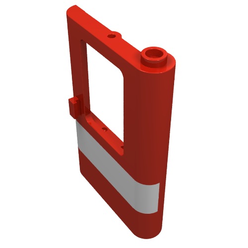 Door 1 x 4 x 5 Train Right with White Stripe Print (Red)