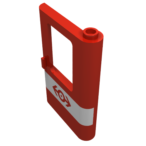 Train Door 1 x 4 x 5 Right White Stripe Train Logo Print (Red)