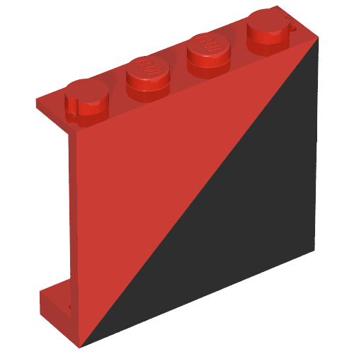Panel 1 x 4 x 3 with Diagonal 1/2 Black Left Print (Red)
