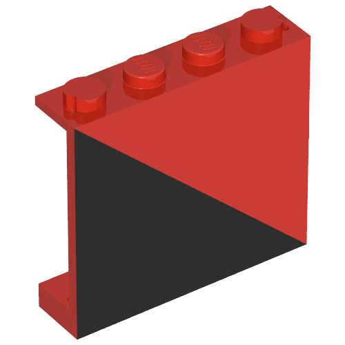 Panel 1 x 4 x 3 with Diagonal 1/2 Black Right Print (Red)