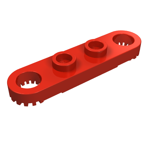 Technic Plate 1 x 4 with Toothed Ends (Red)