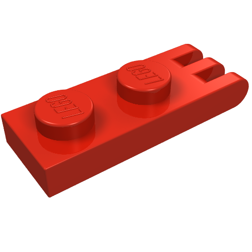 Hinge Plate 1 x 2 with 3 Fingers [Solid Studs] (Red)