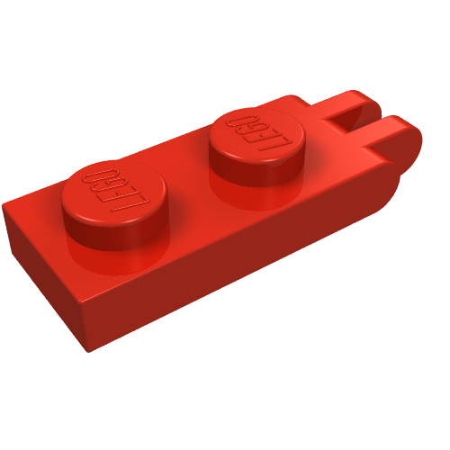 Hinge Plate 1 x 2 with 2 Fingers and Solid Studs (Red)