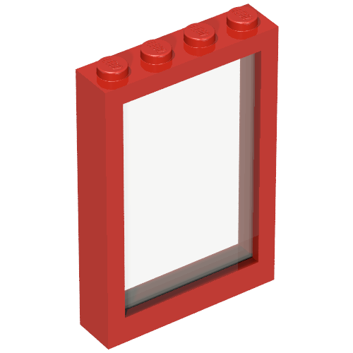 Window 1 x 4 x 5 with Fixed Glass (Red)