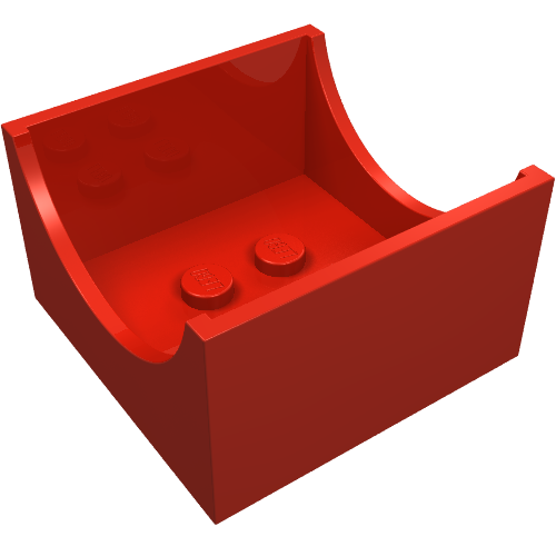 Box 4 x 4 x 2 Bottom with Semicircle Cut-out Ends (Red)