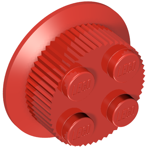 Train Wheel with 2 x 2 Stud Center, Traction Teeth (Red)