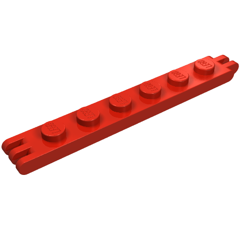 Hinge Plate 1 x 6 with 2 and 3 Fingers On Ends (Red)