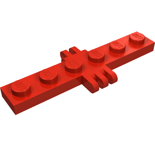 Hinge Plate 1 x 6 with 2 and 3 Fingers On Sides (Red)