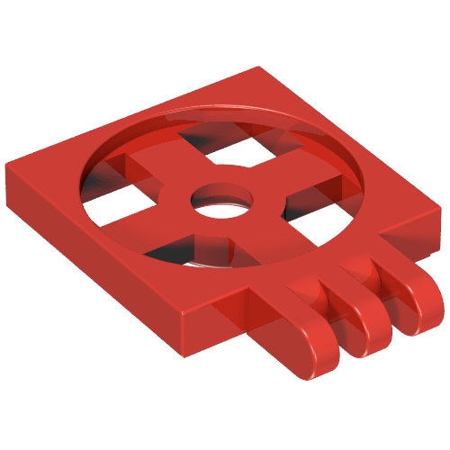 Turntable 2 x 2 Plate with Hinge, Base [3 Fingers] (Red)