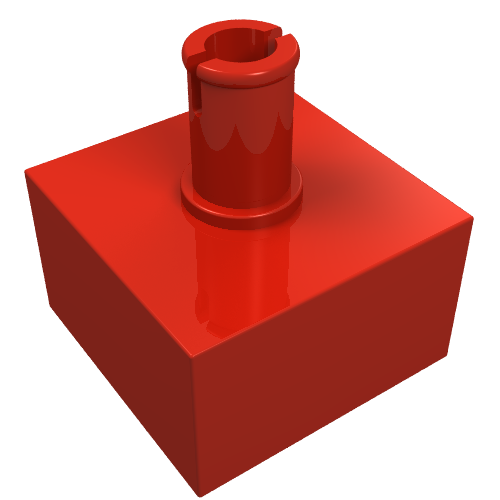 Brick Special 2 x 2 No Studs, Top Pin (Red)