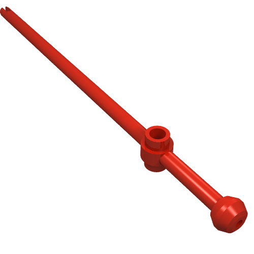 Bar 12L with Open Stud, Towball, and Top Slit [Boat Mast] (Red)