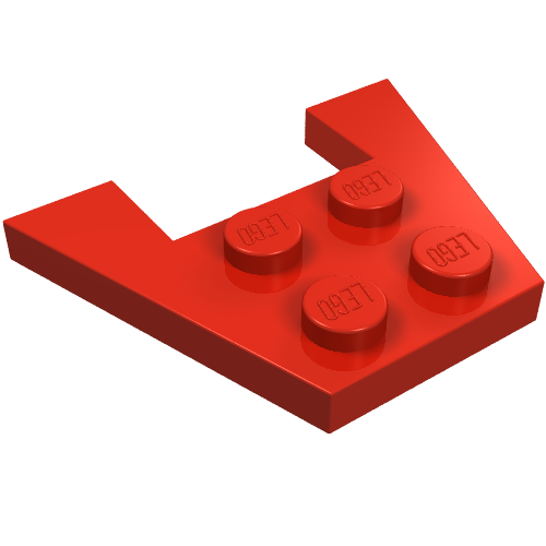 Wedge Plate 3 x 4 without Stud Notches (Red)